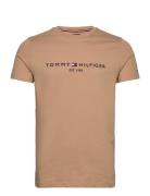 Tommy Logo Tee Tops T-shirts Short-sleeved Beige Tommy Hilfiger