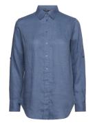 Tissue Linen-Shirt Tops Shirts Long-sleeved Blue Lauren Ralph Lauren