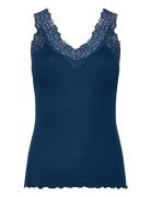 Rwbernadine Sl Lace Top Tops T-shirts & Tops Sleeveless Blue Rosemunde