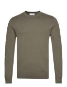 Slhberg Crew Neck Noos Tops Knitwear Round Necks Green Selected Homme