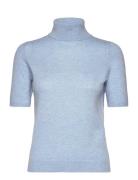 Turtleneck T-Shirt Tops Knitwear Turtleneck Blue Davida Cashmere