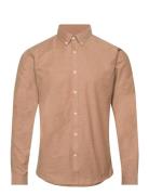 Yarn Dyed Oxford Superflex Shirt L/ Tops Shirts Casual Brown Lindbergh