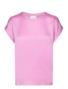 Viellette S/S Satin Top - Noos Tops T-shirts & Tops Short-sleeved Pink...