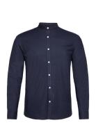 Oxford Manderin Superflex L/S Tops Shirts Casual Navy Lindbergh