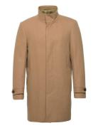 Recycled Wool Funnel Neck Coat Ullfrakk Frakk Beige Lindbergh