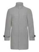 Recycled Wool Funnel Neck Coat Ullfrakk Frakk Grey Lindbergh