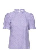 Vikawa S/S Flounce Top/Su - Noos Tops Blouses Short-sleeved Purple Vil...