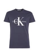 Core Monologo Slim Tee Tops T-shirts Short-sleeved Navy Calvin Klein J...