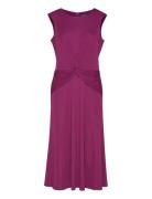 Twist-Front Jersey Dress Knelang Kjole Purple Lauren Ralph Lauren