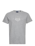 Reg Tonal Shield Ss T-Shirt Tops T-shirts Short-sleeved Grey GANT