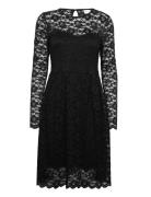 Vikalila L/S Lace Dress - Noos Knelang Kjole Black Vila