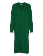 Lise V-Dress Knelang Kjole Green Basic Apparel