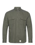 Glenn Flannel Shirt Ls Tops Shirts Casual Khaki Green Fat Moose