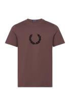 Flocked Laurel W Gra Tee Tops T-shirts Short-sleeved Brown Fred Perry