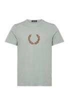 Flocked Laurel W Gra Tee Tops T-shirts Short-sleeved Blue Fred Perry