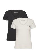 2-Pack Monologo V-Neck Tee Tops T-shirts & Tops Short-sleeved Multi/pa...