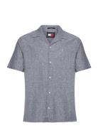Tjm Linen Blend Camp Shirt Ext Tops Shirts Short-sleeved Navy Tommy Je...