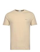 Contrast Logo Ss T-Shirt Tops T-shirts Short-sleeved Cream GANT