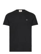 Slim Pique Ss T-Shirt Tops T-shirts Short-sleeved Black GANT