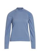 Cecilia Solid Blouse Tops T-shirts & Tops Long-sleeved Blue Sirup Cope...
