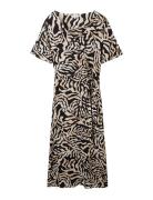 Printed Wrap Dress Knelang Kjole Black Tom Tailor