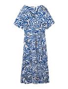 Printed Wrap Dress Knelang Kjole Blue Tom Tailor