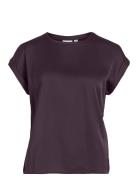 Viellette S/S Satin Top - Noos Tops T-shirts & Tops Short-sleeved Purp...