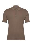Knit Cotton Polo Shirt Tops Polos Short-sleeved Brown Mango