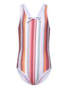 Swimsuit W. Bow, Aop Badedrakt Badetøy Multi/patterned Color Kids