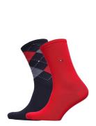 Th Women Check Sock 2P Lingerie Socks Regular Socks Red Tommy Hilfiger