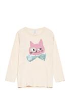 Top L S Placement Print Cat Wi Tops T-shirts Long-sleeved T-shirts Cre...