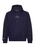 Logo Double-Knit Hoodie Tops Sweat-shirts & Hoodies Hoodies Navy Polo ...