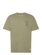 Wave Tee Tops T-shirts Short-sleeved Khaki Green Fat Moose