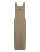 Drewgz Sl Logo Dress Maxikjole Festkjole Beige Gestuz