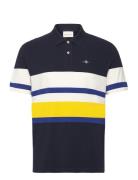 Multistripe Washed Polo Tops Polos Short-sleeved Navy GANT
