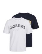 Jjecaleb Varsity Tee Ss O-Neck 2Pk Mp Tops T-shirts Short-sleeved Whit...