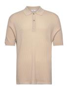 Knit Cotton Polo Shirt Tops Polos Short-sleeved Beige Mango