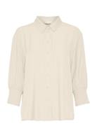 Nolacr Shirt Tops Shirts Long-sleeved Beige Cream
