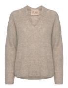 Mmthora V-Neck Knit Tops Knitwear Jumpers Brown MOS MOSH