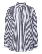 Tjw Ovs Pinstripe Shirt Tops Shirts Long-sleeved Navy Tommy Jeans