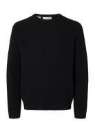 Slhross Ls Knit Structure Crew Neck Noos Tops Knitwear Round Necks Bla...