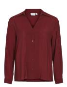 Vidomira V-Neck L/S Shirt - Noos Tops Shirts Long-sleeved Red Vila