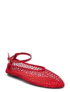 Mesh Ballet Flats With Strap And Buckle Ballerinasko Ballerinaer Red M...