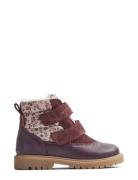 Winterboot Moon Tex Vinterstøvletter Med Borrelås Burgundy Wheat