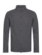 Regular Fit Melangé Flannel Shirt - Tops Shirts Casual Grey Knowledge ...