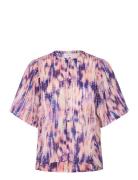 D6Arvi Printed Top Tops Blouses Short-sleeved Purple Dante6