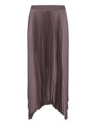 Irregular Pleated Skirt Knelangt Skjørt Brown Mango