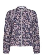 Floral-Print Cotton Blouse Tops Blouses Long-sleeved Blue Mango