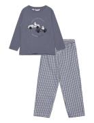 Cotton Printed Long Pyjamas Pyjamas Sett Blue Mango