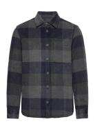 Check Wool-Blend Overshirt Tops Overshirts Navy Mango